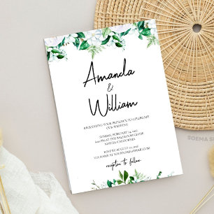 Invitation Mariage Élégant aux Fleurs Blanches Luxuriantes et