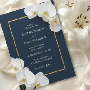 Invitation mariage élégant aux fleurs d'orchidées blanches