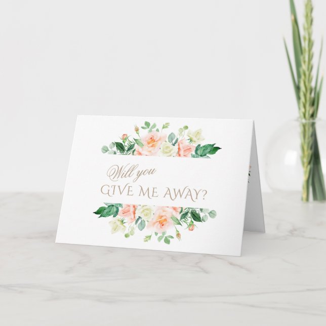 Invitation Mariage élégant aux fleurs roses et blanches (Devant)