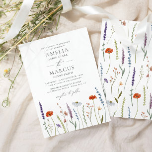 Invitation Mariage Élégant aux Fleurs Sauvages