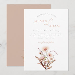 Invitation Mariage Élégant aux Fleurs Sauvages Neutres
