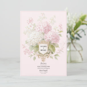 Invitation Mariage Élégant aux Hydrangeas Roses et Blancs