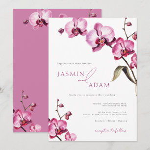 Invitation Mariage Élégant aux Orchidées Roses