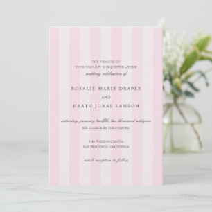 Invitation Mariage élégant aux rayures roses modernes