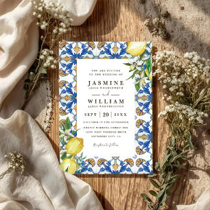 Invitation Mariage élégant avec code QR feuillage citron vint