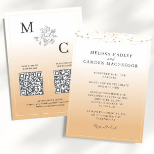 Invitation Mariage élégant avec code QR sur ton terrien