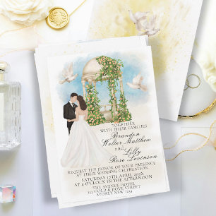 Invitation Mariage élégant avec mariée et la chambre Gazebo
