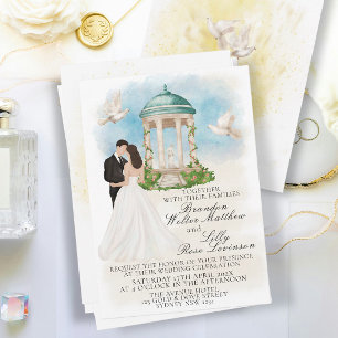 Invitation Mariage élégant avec mariée et la chambre Gazebo