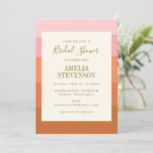 Invitation Mariage élégant avec rayures abstraites rose orang