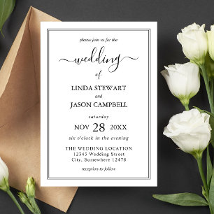 Invitation Mariage Élégant avec un Classique en Noir & Blanc