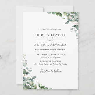 Invitation Mariage Élégant avec Verdure d'Eucalyptus