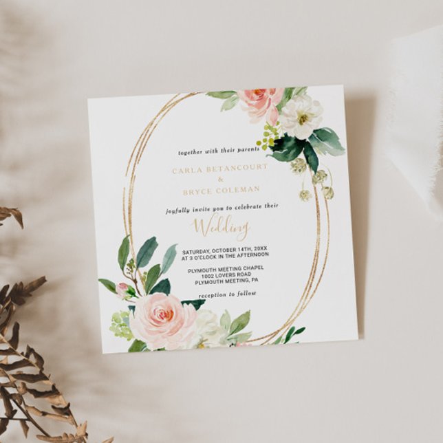 Invitation Mariage élégant avec verdure et or (Créateur téléchargé)