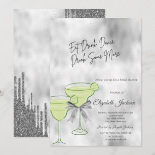 Invitation Mariage élégant avec verres à Martini et gouttes d