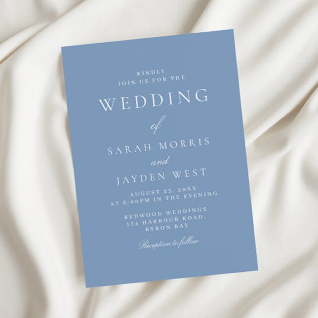 Invitation Mariage élégant bleu Dusty moderne (Créateur téléchargé)