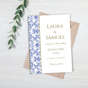 Invitation Mariage élégant bleu et blanc
