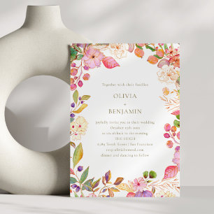 Invitation Mariage élégant bohème coloré à l'aquarelle floral