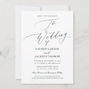 Invitation Mariage élégant calligraphie verte forêt ArtsApp