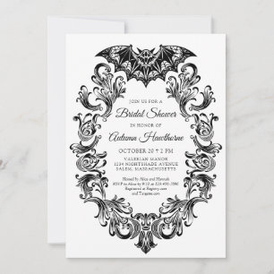 Invitation Mariage Élégant Chauve-Souris Halloween