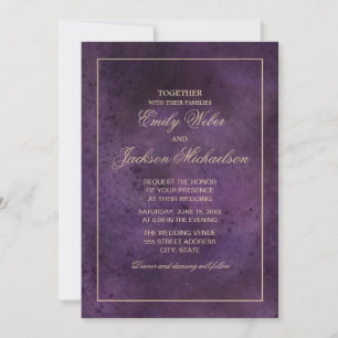 Invitation Mariage Élégant Chic Moderne Violet prune