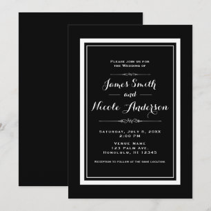 Invitation Mariage élégant chic noir et blanc couture