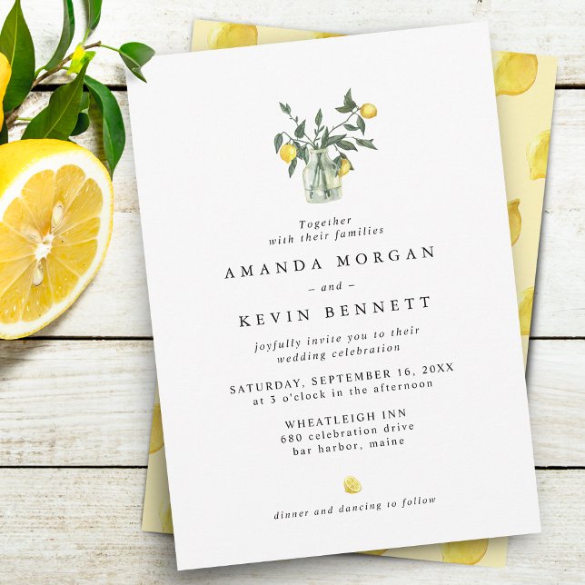 Invitation Mariage Élégant Citrons Dans Un Pot (Créateur téléchargé)