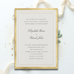 Invitation Mariage Élégant Classique Moderne Crème Doré Forme