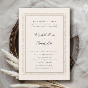 Invitation Mariage Élégant Classique Moderne Crème Formel