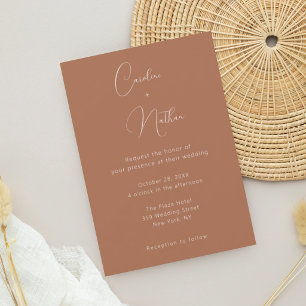 Invitation Mariage Élégant Classique Moderne Terracotta & Bla