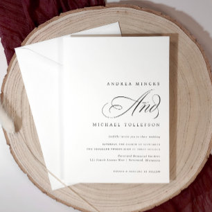Invitation Mariage Élégant Classique Noir et Blanc