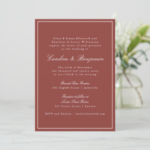 Invitation Mariage Élégant Classique Rouge Rouille Script