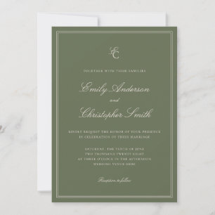 Invitation Mariage Élégant Classique Vert Olive
