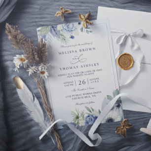 Invitation Mariage élégant code QR aquarelle bleu-vert