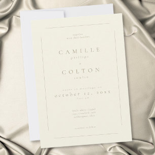 Invitation Mariage Élégant Crème Ivoire Minimaliste Moderne