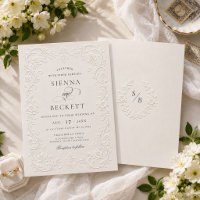 Mariage Élégant Crème Style Floral Orné Relief