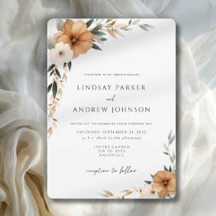 Invitation Mariage Élégant Cuivre & Botanique Terreux