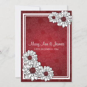 Invitation Mariage élégant Dahlia Rouge floral