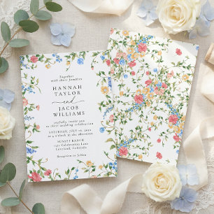 Invitation Mariage Élégant dans une Prairie de Fleurs Sauvage