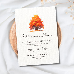 Invitation Mariage élégant d'automne Tomber en amour