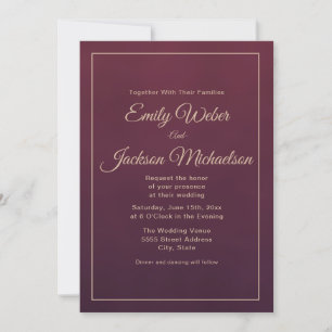 Invitation Mariage Élégant de Bourgogne Automne Hiver
