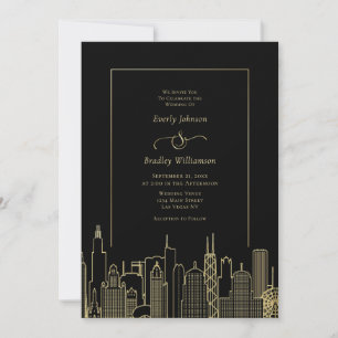 Invitation Mariage élégant de destination à Las Vegas en noir