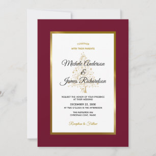 Invitation Mariage élégant de fêtes de fin d'année en Bourgog