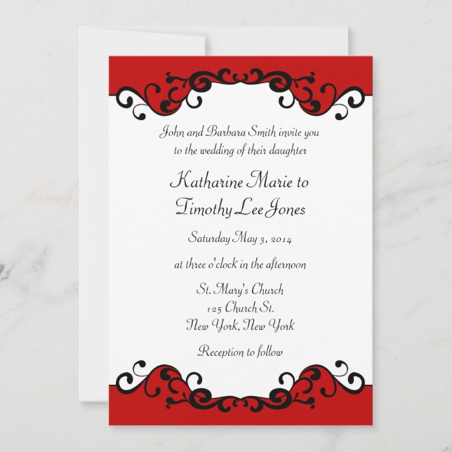 Invitation Mariage élégant de frontière de rouleaux (Devant)