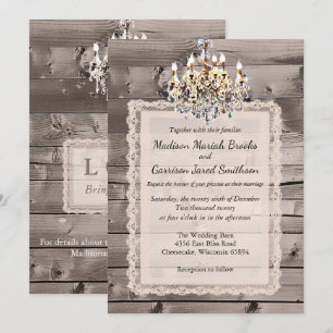Invitation Mariage élégant de grange avec la dentelle et le