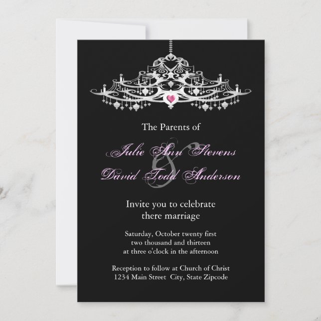 Invitation Mariage élégant de lustre (Devant)