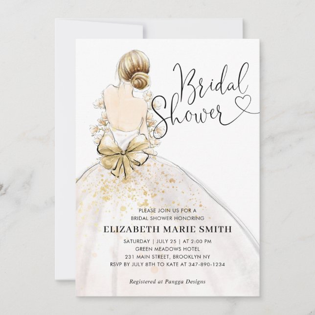 Invitation Mariage Elégant de mariée moderne Gown Fête des ma (Devant)
