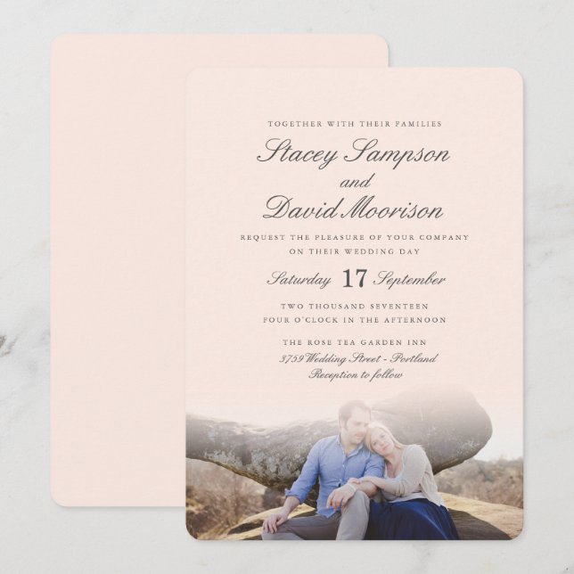 Invitation Mariage élégant de photo (Devant / Derrière)
