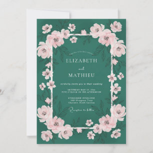 Invitation Mariage Élégant de Printemps Vert Émeraude