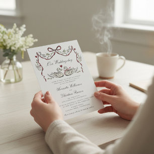 Invitation Mariage Élégant des Cygnes à la Guirlande Ruban Ro