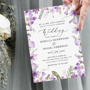 Invitation Mariage élégant des Fleurs sauvages de lavande