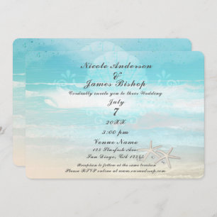 Invitation Mariage élégant d'été d'étoiles de mer blanches de